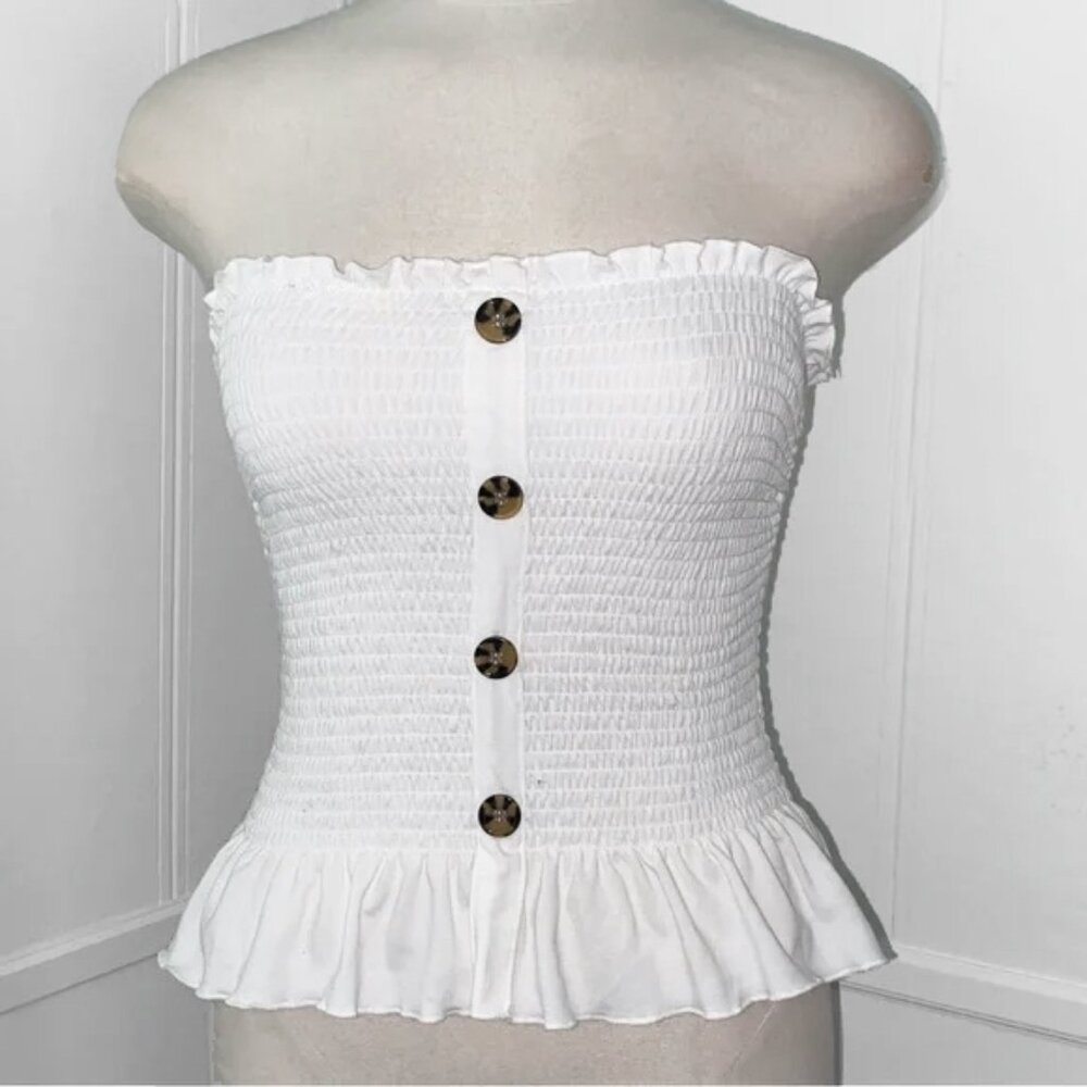 Rue21 Smocked Ruffle Tube Top with Buttons